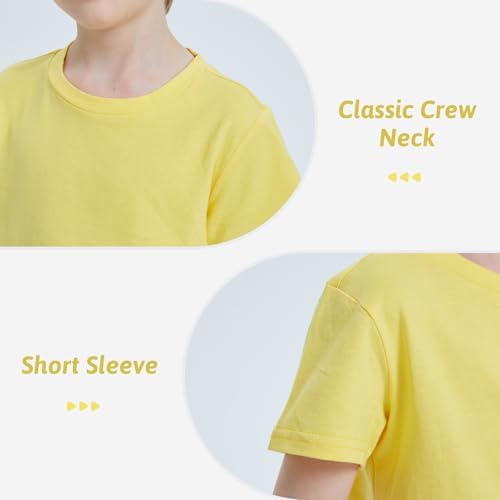 Ewbob Kids Cotton Plain T-Shirt Lightweight T Shirt Short Sleeve Boys Girls Breathable Tee Tops For Children Classic Casual Unisex Shirts For Age 3-14 Years