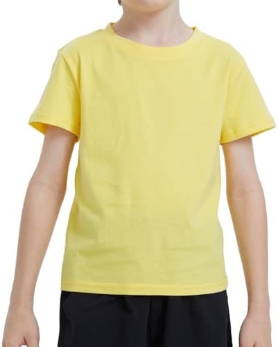 Ewbob Kids Cotton Plain T-Shirt Lightweight T Shirt Short Sleeve Boys Girls Breathable Tee Tops for Children Classic Casual Unisex Shirts for Age 3-14 Years