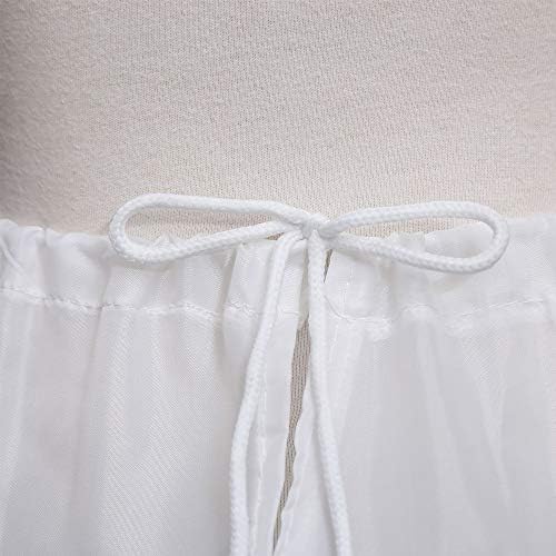 Exclen Girls Children Petticoat A-Line 3 Hoops One Layer Kids Crinoline Lace Trim Flower Girl Dress Underskirt Adjustable Waist For Age 6-11 Years Old. White