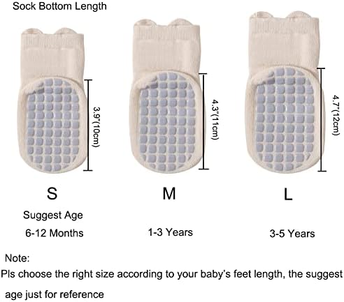 Exemaba Baby Socks With Grips For Girls Boys 5 Pairs Cute Animal Cartoon Toddler Kids Anti-Slip Socks