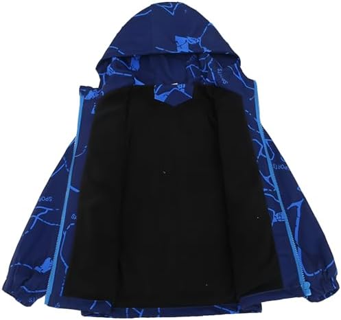 Exemaba Kids Waterproof Jacket For Boys Girls Wind Resistant Fleece Lined Rain Coat With Hood For Rain Autumn Winter