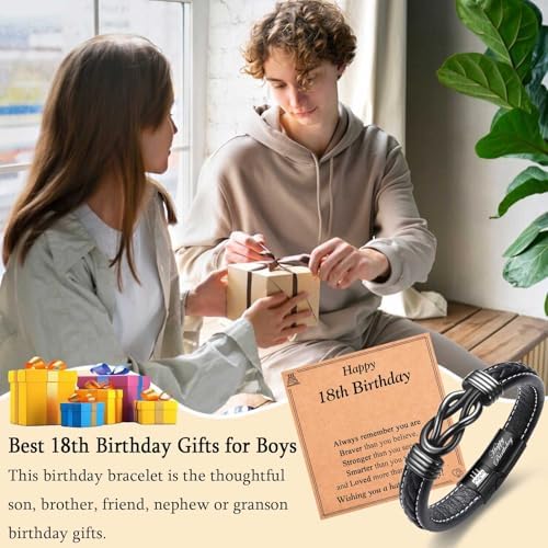 EYQV 30th 40th 50th 60th 70th Birthday Gifts For Men Leather Bracelet Birthday Gifts For Dad Son Grandad Grandson Uncle Brother Unique Mens Gifts For Birthday