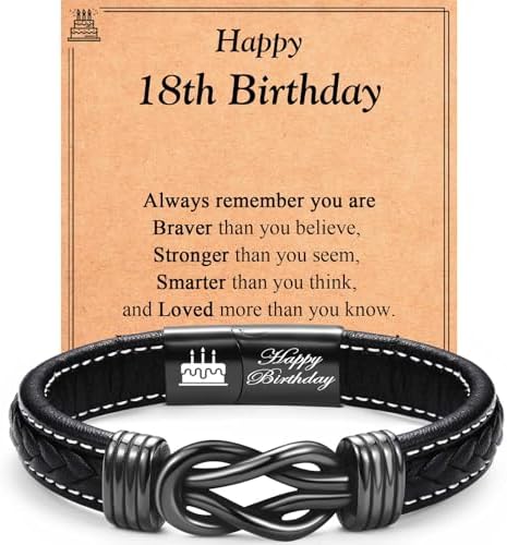 EYQV 30th 40th 50th 60th 70th Birthday Gifts For Men Leather Bracelet Birthday Gifts For Dad Son Grandad Grandson Uncle Brother Unique Mens Gifts For Birthday