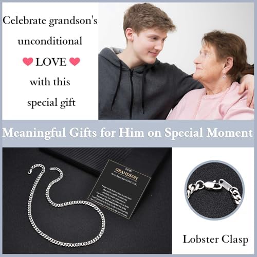 EYQV Gifts For Men Boys Cuban Chain Necklace Special Gifts For Dad Stepdad Grandad Daddy Birthday Christmas Graduation Gifts For Him Son Grandson Brother Nephew