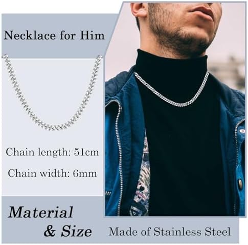 EYQV Gifts For Men Boys Cuban Chain Necklace Special Gifts For Dad Stepdad Grandad Daddy Birthday Christmas Graduation Gifts For Him Son Grandson Brother Nephew