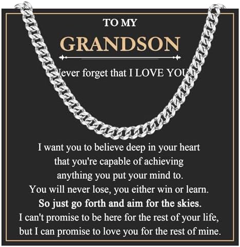 EYQV Gifts for Men Boys Cuban Chain Necklace Special Gifts for Dad Stepdad Grandad Daddy Birthday Christmas Graduation Gifts for Him Son Grandson Brother Nephew