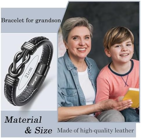 EYQV Gifts For Men Boys Leather Bracelet For Dad Grandad Step Dad Husband Son Brother Perfect Birthday Christmas Fathers Day Graduation Valentines Gifts For Him