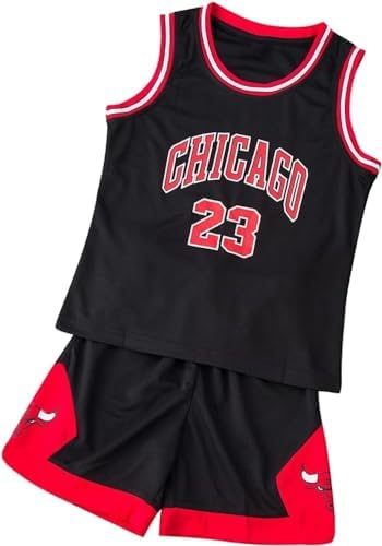 EZB Kids Basketball 2-Piece Performance Tank Top Training Jersey Top and Shorts Set Sleeveless and Short Sleeved Childrens Basketball Sports Kit for Boys & Girls