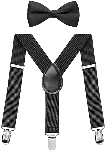 FACATH Kids Braces Bowtie Sets for Christmas Party Costume Dress Y-Shape Adjustable Suspenders With Bow Ties Gift Idea For Boys And Girls