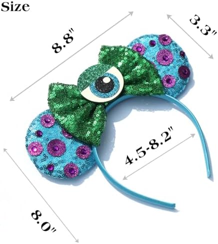 FACHPINT Sully Ears Monsters Mouse Ears For Boy Blue Ears For Boy Photo Props Cute Mini Mouse Ears For Child Sequin Sully Mouse Ears For Party