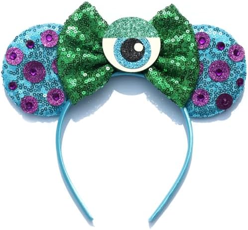 FACHPINT Sully Ears Monsters Mouse Ears for Boy Blue Ears for Boy Photo Props Cute Mini Mouse Ears for Child Sequin Sully Mouse Ears for Party