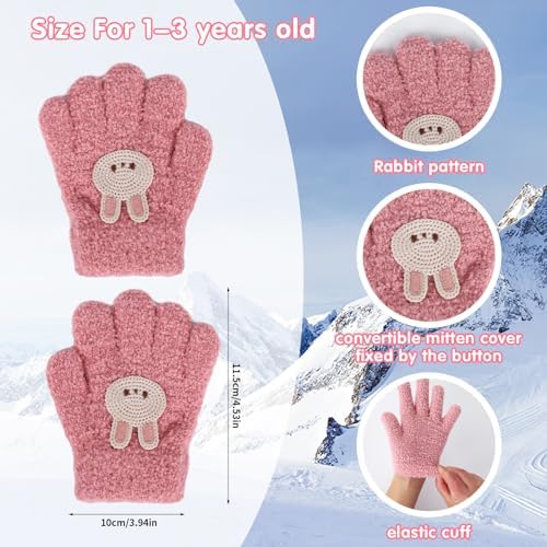 Fadcaer 3 Pairs Kids Gloves Winter Warm Gloves For Boys Girls Kids Knitted Gloves Stretchy Soft Full Finger Gloves Plush Solid Color Gloves Suitable For Age 1-3 Years Old