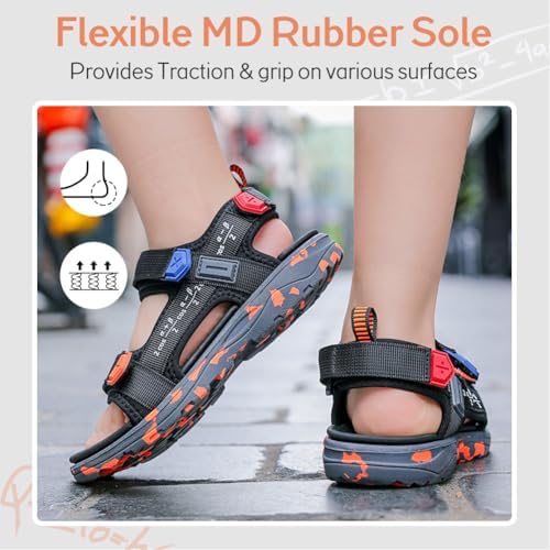 Fadezar Boys Girls Sandals For Kids Sports Outdoor Sandals With Adjustable Strap Open Toe Summer Footwear