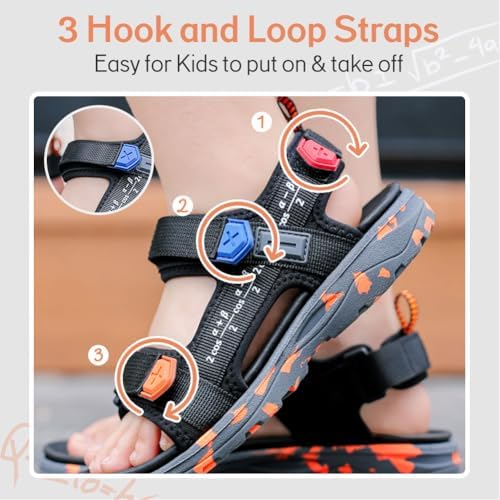 Fadezar Boys Girls Sandals For Kids Sports Outdoor Sandals With Adjustable Strap Open Toe Summer Footwear