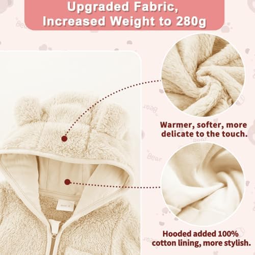 Fairy Baby Baby Snowsuit Newborn Baby Bear Hooded Footed Romper Fleece Snowsuit Cartoon Flannel Zipper Jumpsuit Fall Winter Outfits