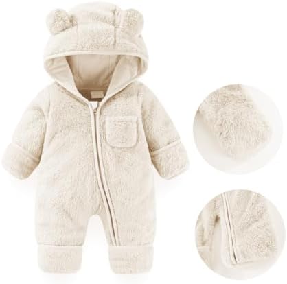 Fairy Baby Baby Snowsuit Newborn Baby Bear Hooded Footed Romper Fleece Snowsuit Cartoon Flannel Zipper Jumpsuit Fall Winter Outfits