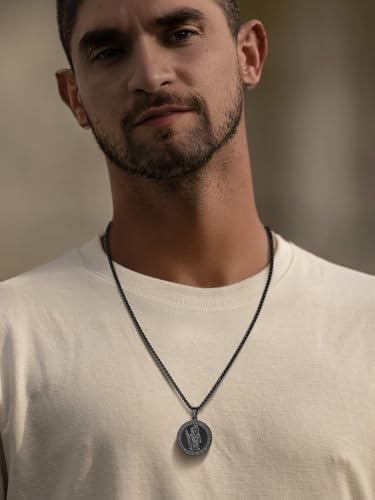 FaithHeart St Christopher Necklace For Men Personalised Saint Christopher Pendant Catholic Jewellery Stainless Steel/Gold/Black Patron Saints Of Travellers Christening Gifts For Boys Child