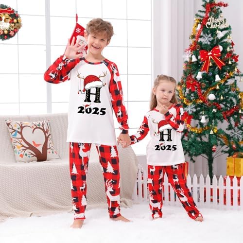 Family Christmas Pyjamas Set Mens Womens Letter Printed Xmas Matching Pyjama Kids Comfortable His And Hers Pjs Family Cartoon Cute Boys Girls Matching Christmas Pj