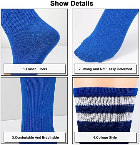 Fanshiontide 3 Pairs Kids Football Socks 3 Colors Childrens Football Socks Kids Long Breathable Soccer Socks For Daily Running Training Socks For Kids Boys Aged 5-12