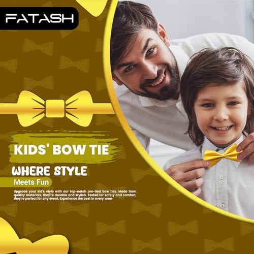 FATASH Kids Bow Tie For Boys Silk Satin Pre-Tied Bowtie Adjustable Neck Bow Tie Classic Solid Color Bowtie Suitable For Birthday Party Wedding