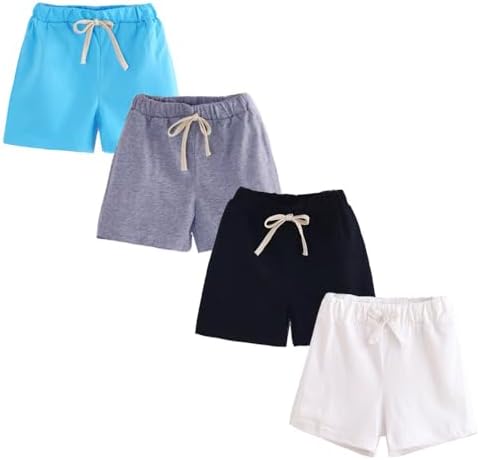 FedMois Boys' Summer Shorts Cotton Pack Of 4