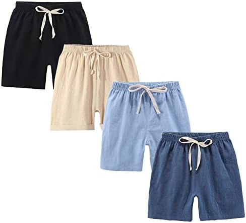 FedMois Boys' Summer Shorts Cotton Pack Of 4