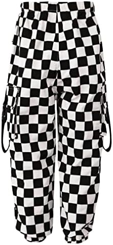 FEESHOW Children Girls Stylish Plaid Cargo Jogger Trousers With Pockets Casual Athletic Sports Bottoms Hip Hop Dance Pants