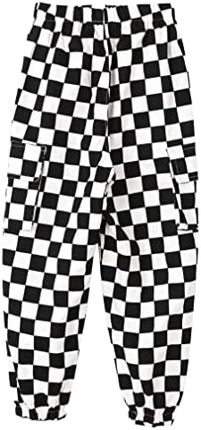 FEESHOW Children Girls Stylish Plaid Cargo Jogger Trousers With Pockets Casual Athletic Sports Bottoms Hip Hop Dance Pants