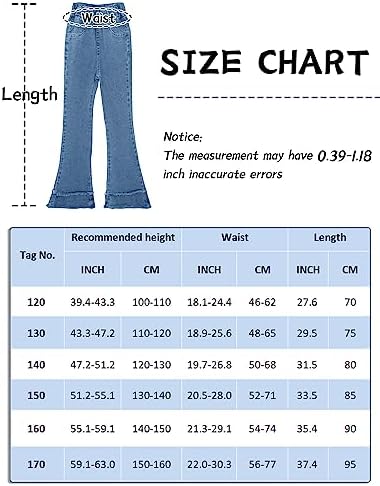 FEOYA Girls Flared Leg Jeans Elasticated Waist Retro Style Denim Pants For Kids 3-14 Years