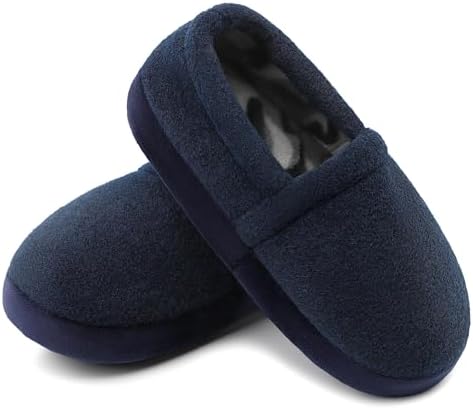 festooning Kids Boys Comfy Warm Indoor House Slippers Fleece Memory Foam Shoes