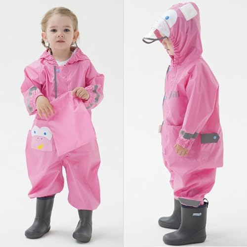 Fewlby Kids Puddle Suit Rain Suit Girls Boys Waterproof Suit Toddler All In One Hooded Raincoat Cartoon Rainwear 1-10 Years S-XXL Size