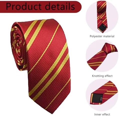 FEZTGVOFA School Tie Wizard School Tie Wizard Striped Ties Wizards Schools Pinstripe Costume Ties Striped Uniform Necktie Tiess Costume Accessory For Potter Theme Party Fancy Dress Decor