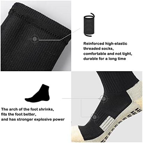 FIBOGOUP 2 Pairs Of Grip Socks Football Football Socks For Adults And Kids Universal Size Flexible Breathable Sports Socks