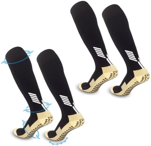 FIBOGOUP 2 Pairs of Grip Socks Football Football socks for adults and kids Universal size Flexible breathable Sports Socks