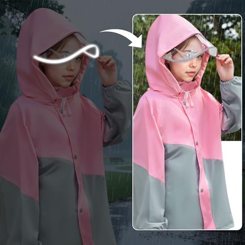 FILOWA Kids Waterproof Suit Girls Boys Hooded Waterproof Jacket And Trouser Set Breathable Rain Coat & Pants Lightweight Raincoat With Portable Bag Outdoor School Rain Suit For Teenager 8-14 Years