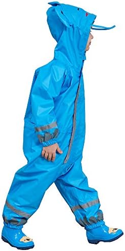 FILOWA Raincoat Hooded Kids Puddle Suit Boys Girls All In One Waterproof Rainsuit Lightweight Rainwear Portable Breathable Muddy Suit Unisex 3-10 Years