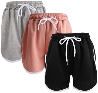 Fiohiros Girls Athletic Shorts Summer Loose 8-14 Years Girls Shorts Colourful Sports Short for Casual Beach School 3 Pack