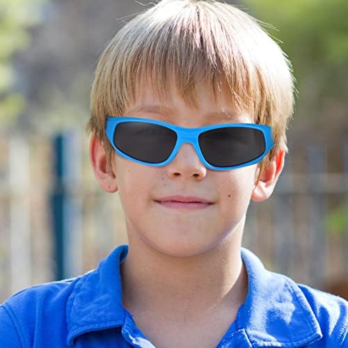 Firtink 2 Pair Kids Polarized Sunglasses Flexible Rubber Boy Sunglasses Protection With Glasses Strap For Kids Boys Girl Sports Hiking Riding