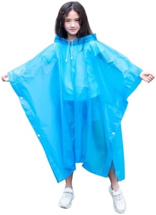 flintronic Kids Waterproof Rain Poncho Kids Portable Raincoat Rain Reusable EVA Raincoat for Girls Boys Lightweight Rainwear Children with Hood and Buttons for School Outdoor Travel Hiking
