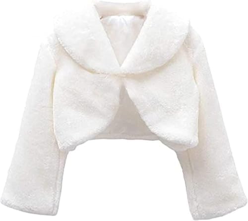 Flora Faux Fur Flower Girl Long Sleeve Shrug Bolero Jacket Coat