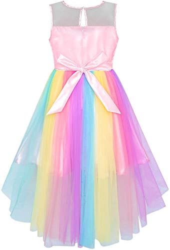 Flower Girls Dress Unicorn Rainbow Pageant Princess Party Age 4-10 Years