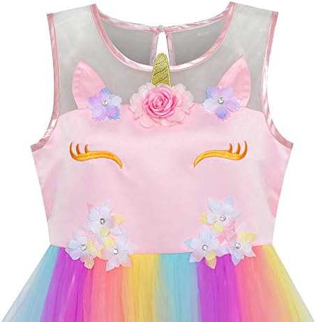 Flower Girls Dress Unicorn Rainbow Pageant Princess Party Age 4-10 Years
