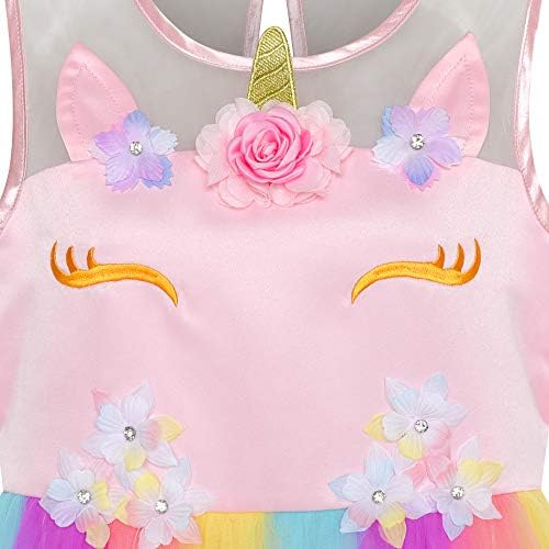 Flower Girls Dress Unicorn Rainbow Pageant Princess Party Age 4-10 Years