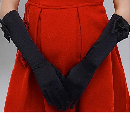Flower Girls Long Satin Elbow Length Princess Gloves - Stretchy Full Fingers Hand Wear For Communion Wedding Fancy Dress Party Cosplay