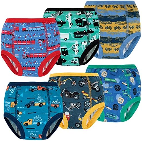 FLYISH DIRECT Potty Training Pants Toddler Training Pants Absorbent Car Training Pants for Boys 100% Cotton 6 Packs 3T