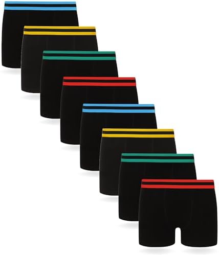 FM London 8-Pack Boys Boxers with Elastic Waistband - Comfort Fit Kids Hipster Boxer Shorts in a Cotton Rich Boys' Underwear with Durable Construction - Super Soft