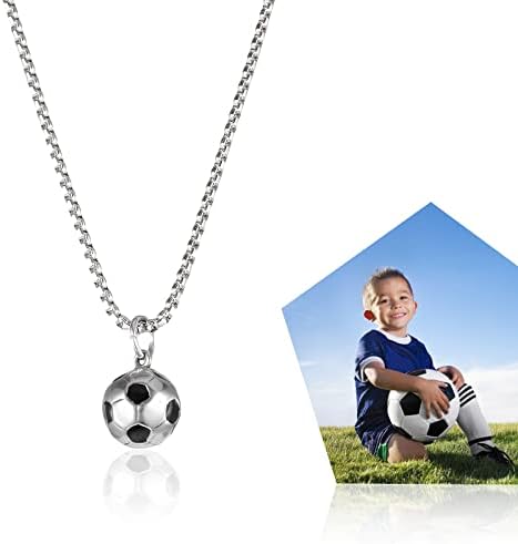Football Kids Necklace Stainless Steel Soccer Charm for Boys - Chain With Charm Gift