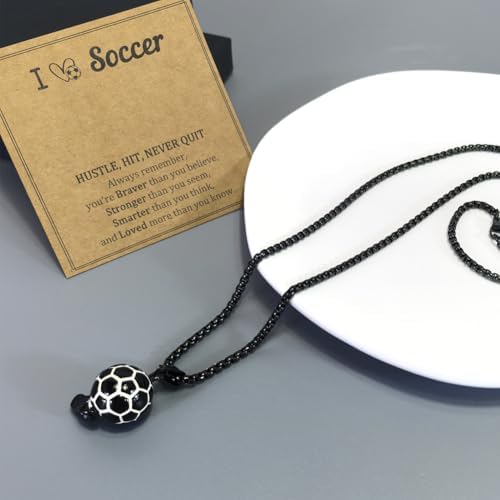Football Necklace Gifts For Boys With Gift Card Jewelry Kids Chain Necklace For Football Players Sports Funs Soccer Birthday Presents 23 In Silver