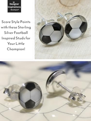 Football/Soccer Stud Earrings/Pair Of Ear Studs For Children Kids Boys Girls Teenagers Women - 925 Sterling Silver - Ideal Small Children's Earrings - 5MM 7.5MM