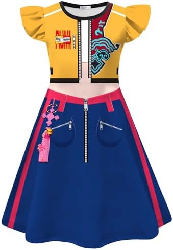 Forlcool Girls Demon Hunters Ruffle Sleeves Dance Wear Princess Dress